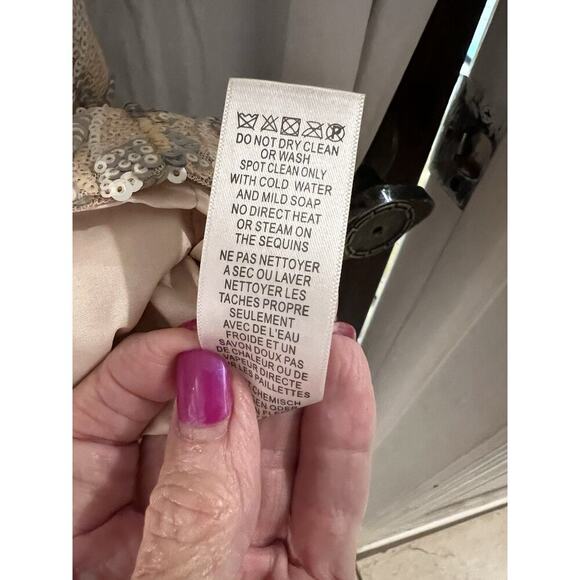 Aidan Aidan Matrix Blush Sequined Blouson Cocktail Dress Sz 10 - Picture 6 of 6